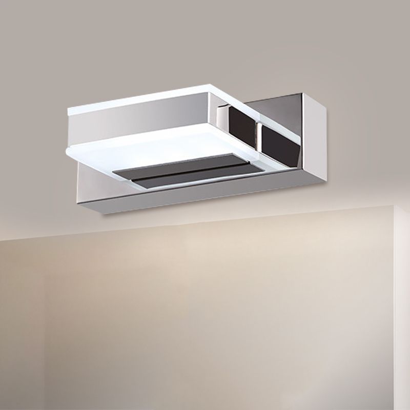 Square Block Acrylic Shade Vanity Lighting Modern Simple 1/2/3/4 Lights Wall Lamp in Chrome