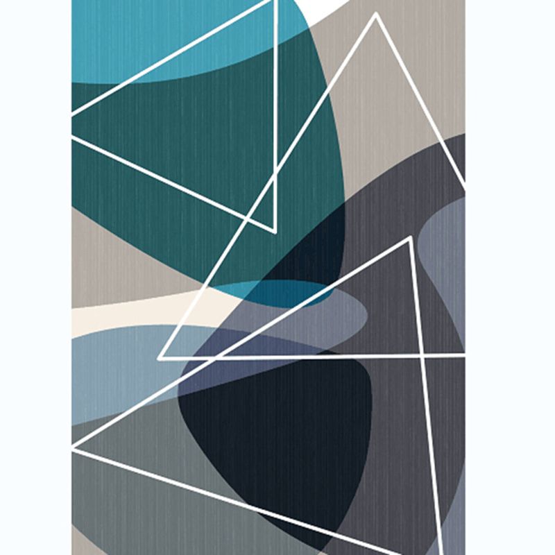 Blue Geometric Area Rug Polyester Modern Abstarct Carpet Non-Slip Area Rug for Home Decoration
