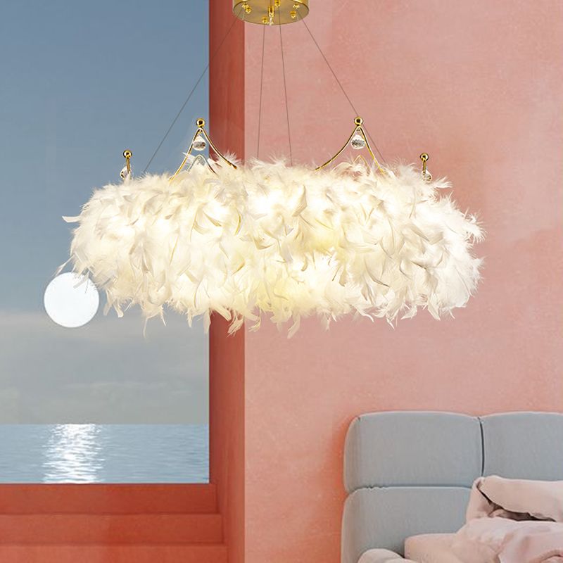 Lampade per lampadari a corona Lampada lampada bianca moderna a testa multipla con tonalità di piuma