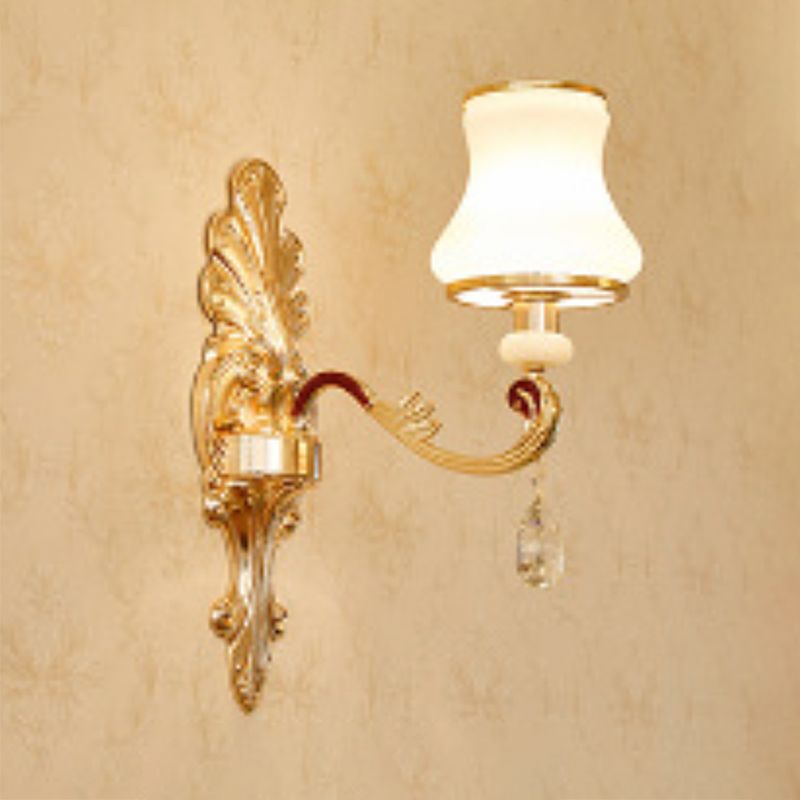 Simplicidad Candelier Light Opal Opal Glass Sala Drop de gota en oro
