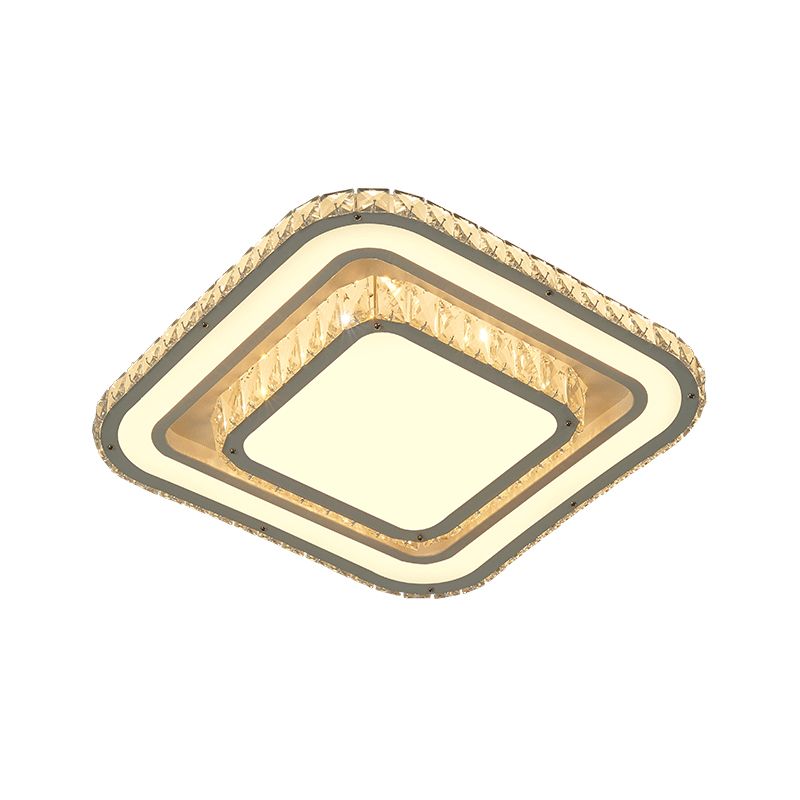 Minimalisme LED-inbouwlamp Chroom vierkante plafondverlichting met handgesneden kristallen kap