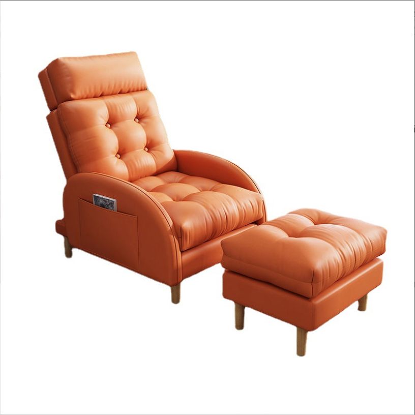 Contemporary Bonded Leather Arms Included with Ottoman Lounge Accent Chair