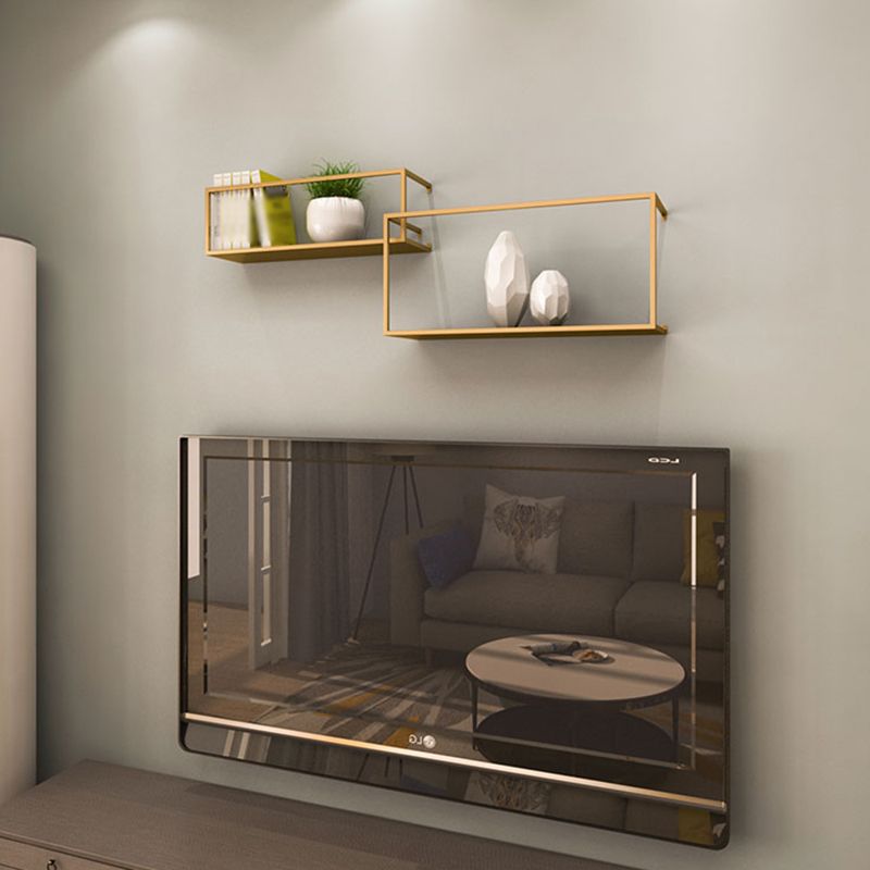 Gold/Black Wall Mounted Bookshelf Iron Modern Closed Back Shelf