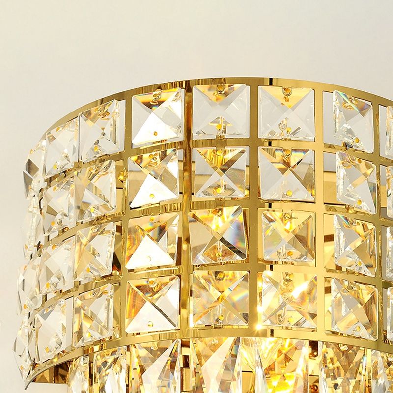 Triangular Crystal Block Wall Lamp Modern 3 Lights Wall Mount Lighting in Gold Finish