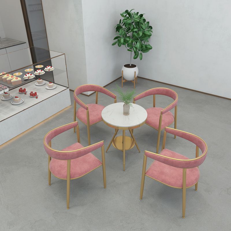 Silla de comedor de metal Glam, sillas laterales de comedor de terciopelo sin brazos para uso doméstico