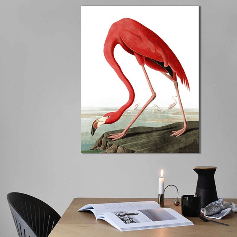 Tropical Flamingo Pattern Canvas Print Textured Pink Wall Decor for House Interior