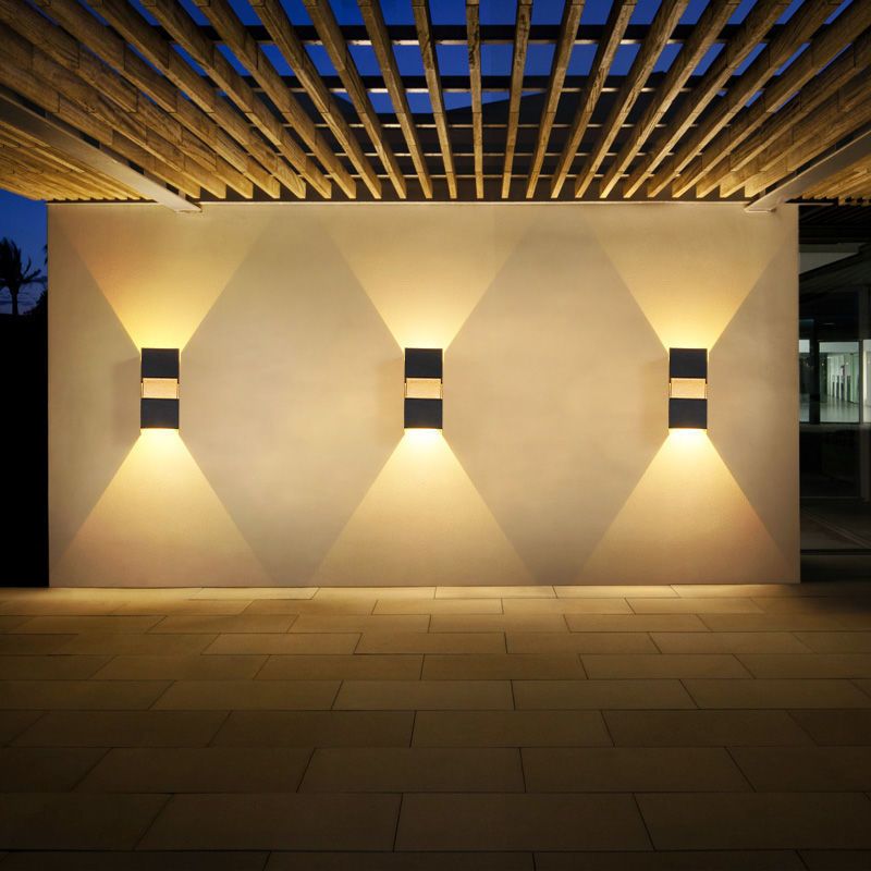 Luces de apliques de pared rectangulares de 2 luces Estilo contemporáneo de lavadora de pared de metal