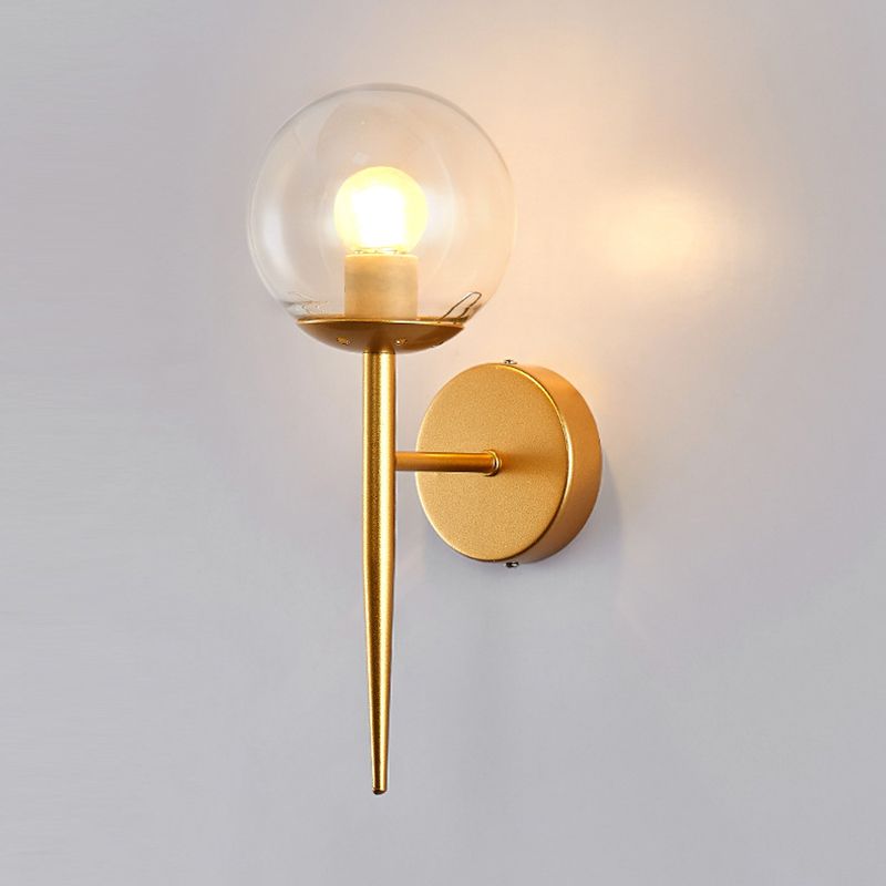 Modern Metal Wall Sconce Torch Shape Vanity Lamp with Glass Shade for Bathroom