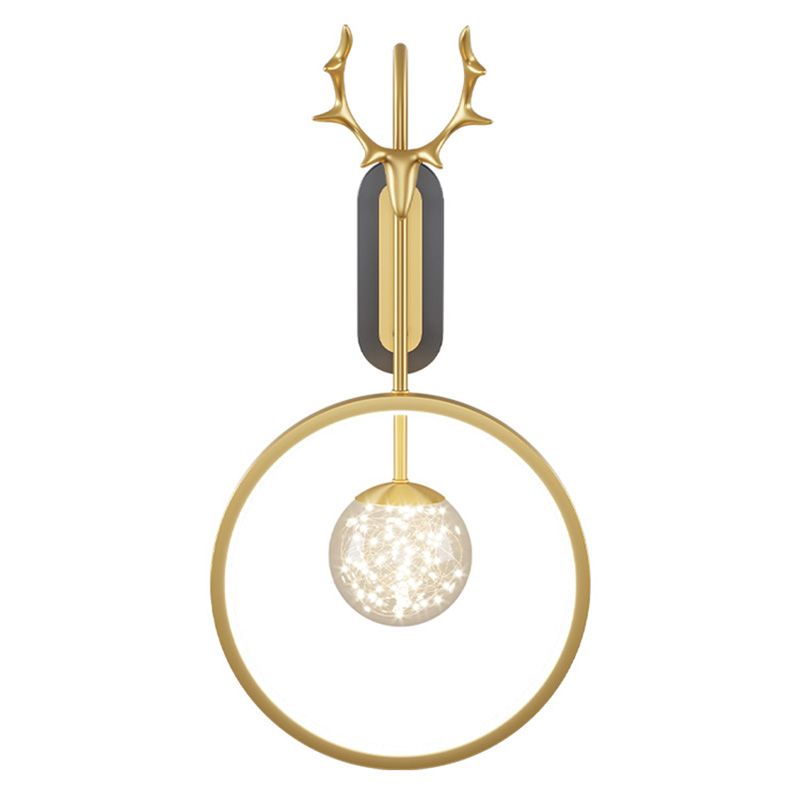 Modern Minimalist Style Circular Wall Mounted Light fixture Glass Wall Light Sconces with Antlers