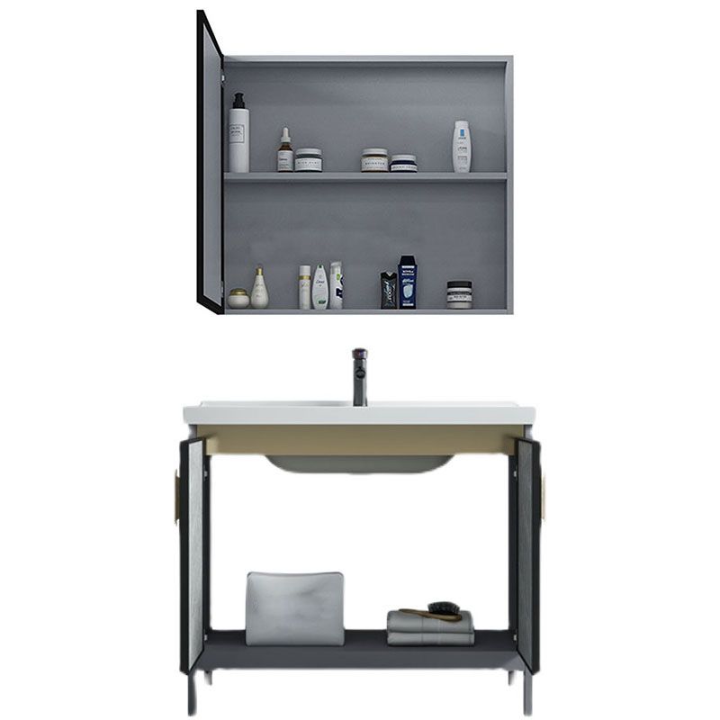Modern Freestanding Vanity Sink Metal Bathroom Vanity Cabinet with Mirror Cabinet