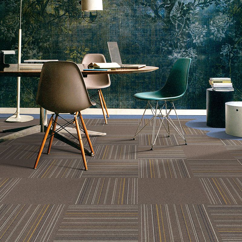 Stripe Printed Carpet Tiles Office Room Loose Lay Level Loop Square Carpet Floor Tile