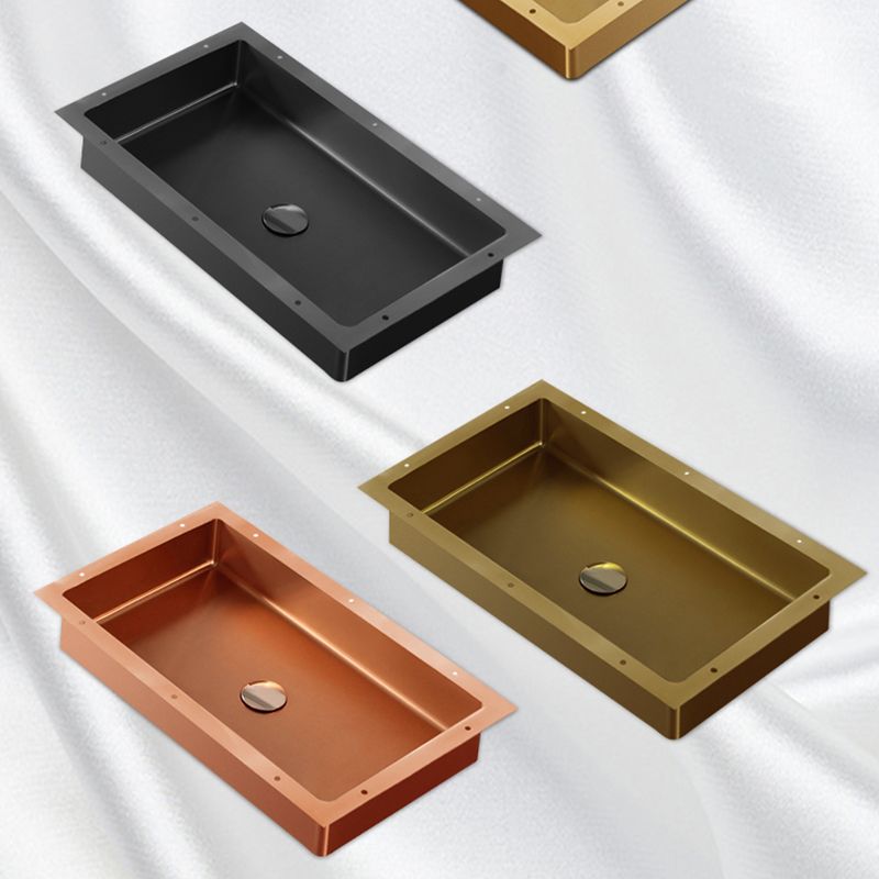 Modern Bathroom Sink Rectangular Metal Drop-in Bathroom Sink with Pop-Up Drain