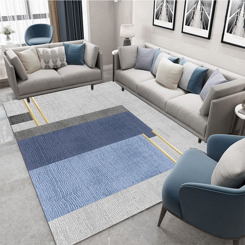 Gray Tone Washable Carpet Leisure Geometric Area Rug Stain Resistant Polyester Rug for Living Room