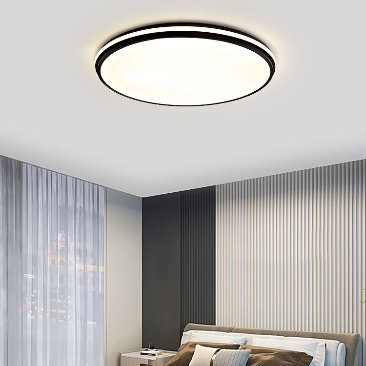 Minimalism Ceiling Light Fixture Black Flush Mount with Metal for Living Room