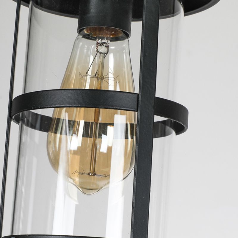 Industrial 3 - Light Ceiling Pendant Light Wood and Iron Kitchen Island Fixture in Black
