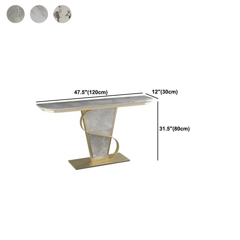 Golden Metal Pedestal Base Half Moon Stain Resistant Console Table