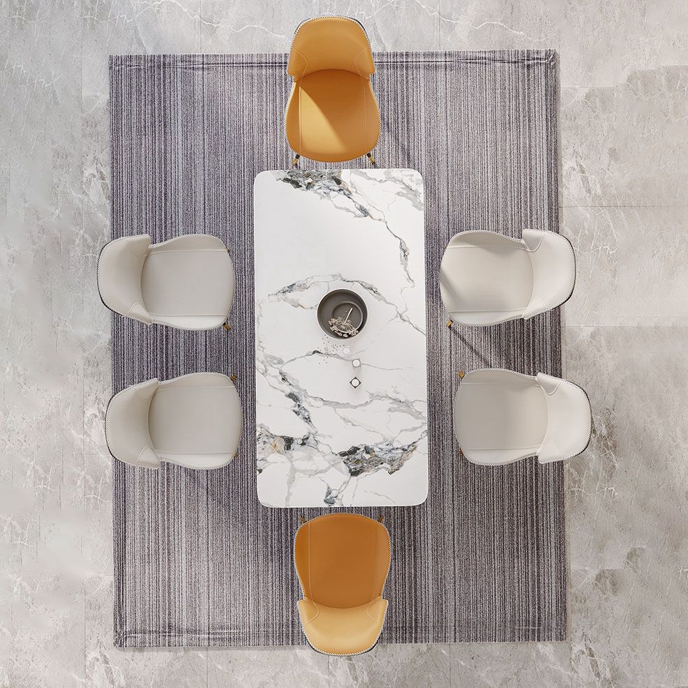 Glam Leather Dining Chair Wingback Side Furniture in Matte Finish for Indoor