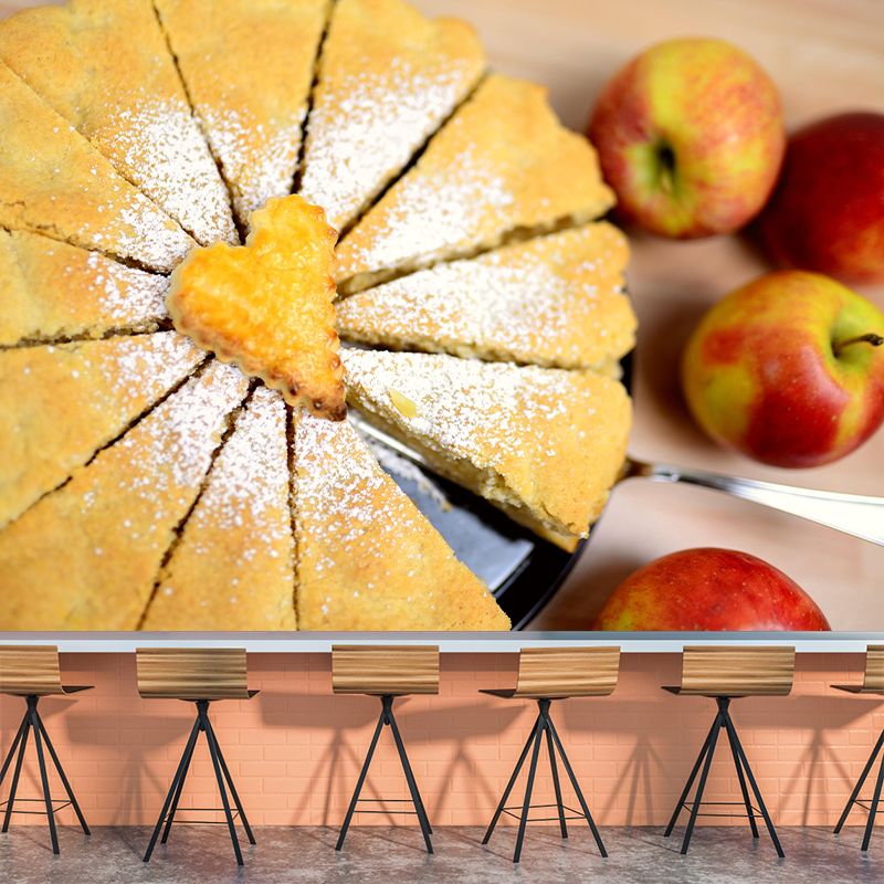 Light Color Photography Apple Pie Mural Stain Resistant Contemporary Dessert Shop Wall Murals