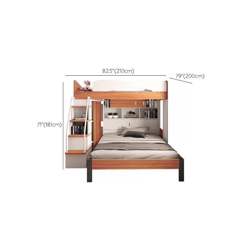 Contemporary Bunk Bed Wood Headboard with Guardrail Storage Mattress No Theme