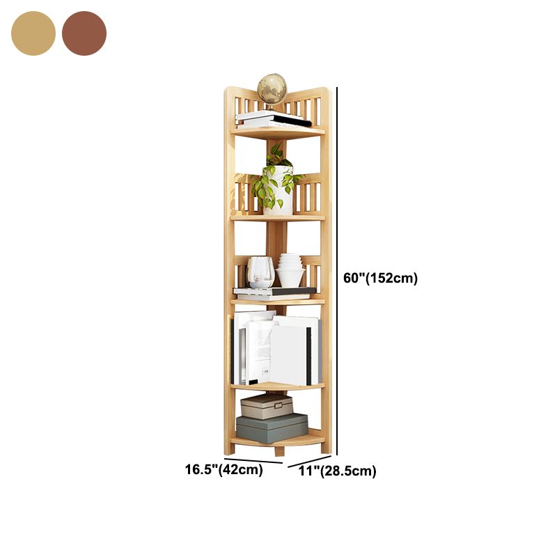 Modern Style Corner Bookshelf Solid Wood Shelf Bookcase for Home