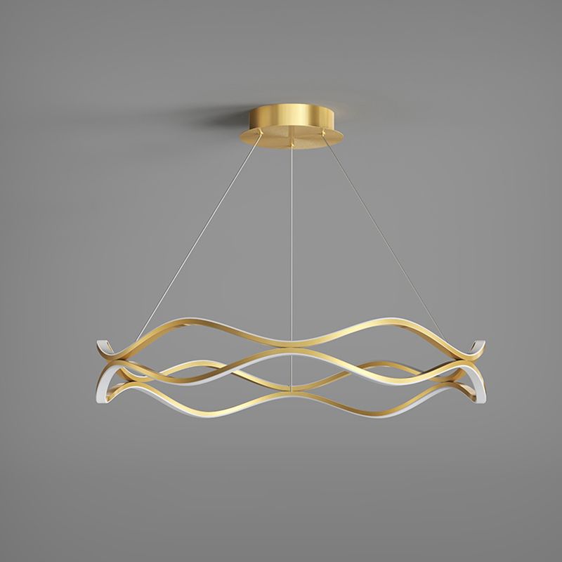 Metal Linear Chandelier Modern Style LED 2 Light Chandelier Lamp for Dining Room