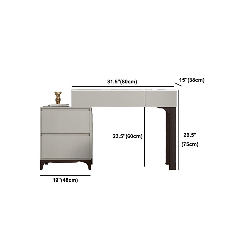 Contemporary Gray Makeup Table With Drawers 14.96 W x 29.52" H for Bedroom