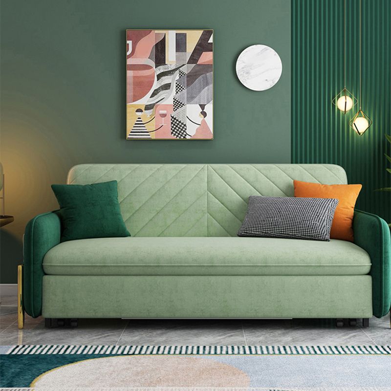 31.69" Square Arm Sleeper Scandinavian Styled Sleeper Sofa Bed in Green