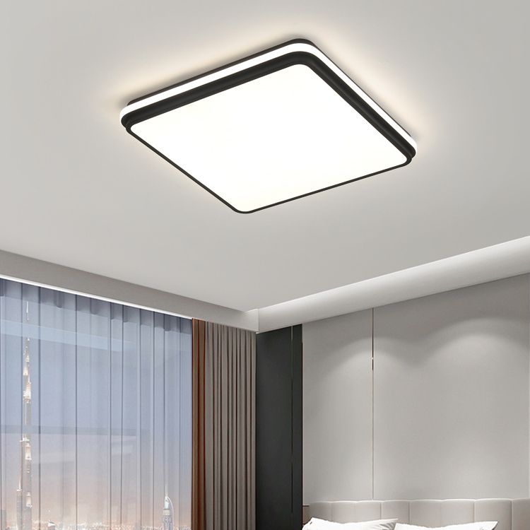 Minimalism Ceiling Light Fixture Black Flush Mount with Metal for Living Room