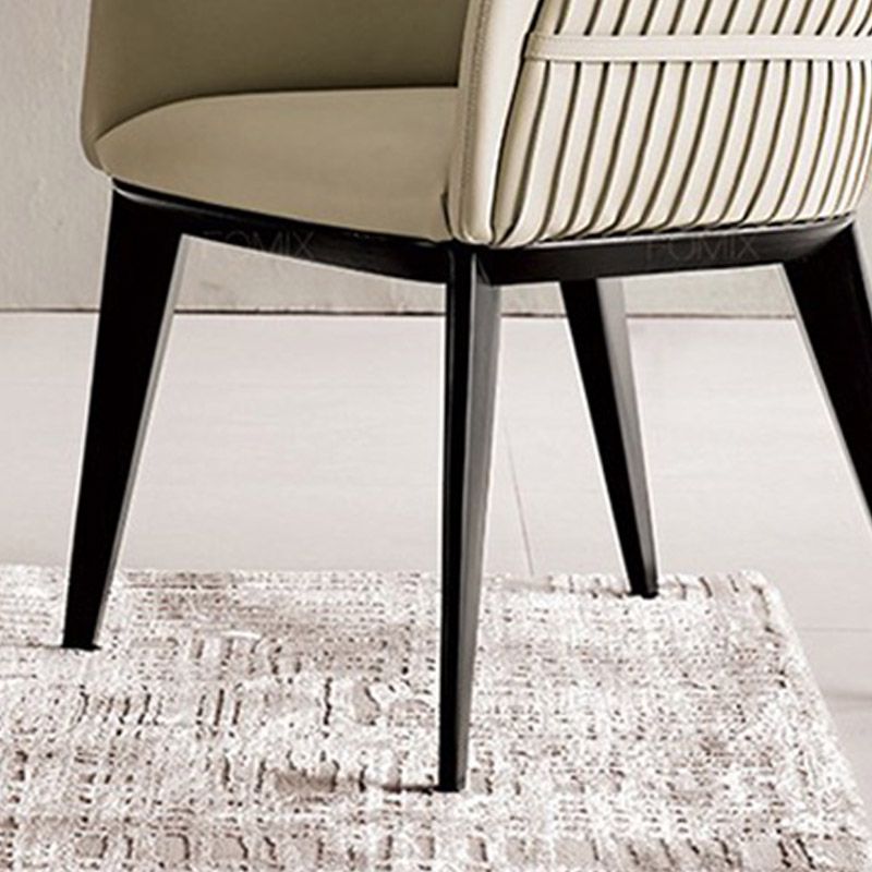 Contemporary Arm Chair Faux Leather Solid Back Dining Room Chair for Home