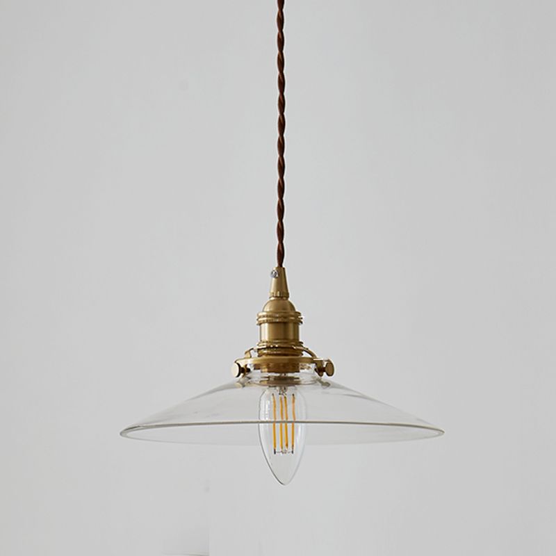 Lampada a sospensione in ottone in ottone in ottone industriale 1 lampada a sospensione in vetro leggero per ristorante