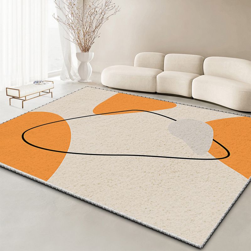 Brown Casual Rug Polyester Abstract Line Rug Non-Slip Backing Rug for Drawing Room