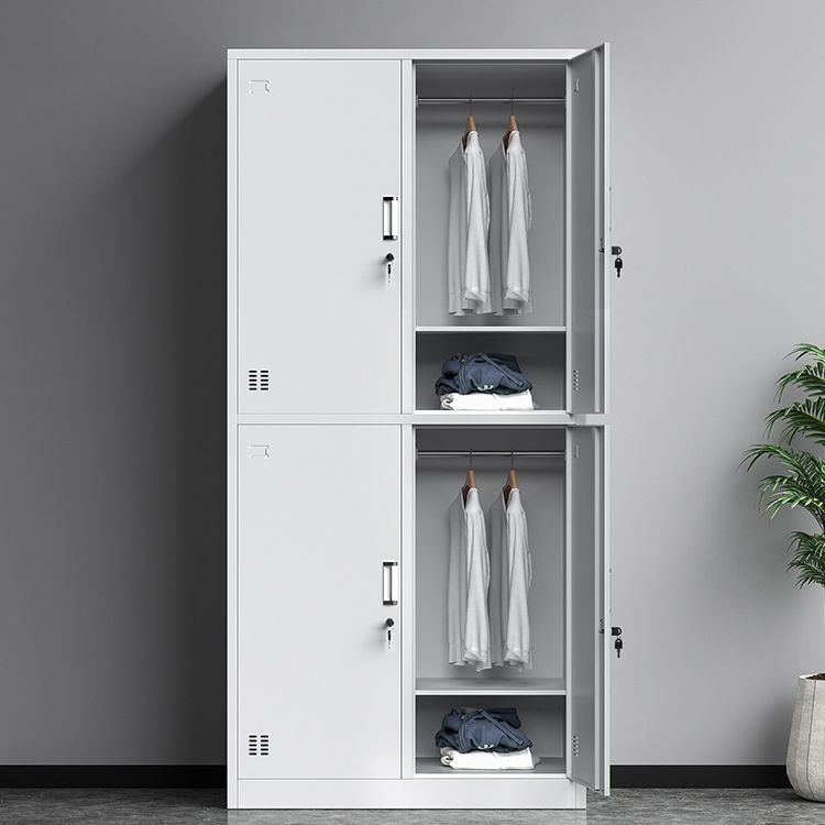 White Steel Wardrobe Cabinet Contemporary Hinged Wardrobe Closet