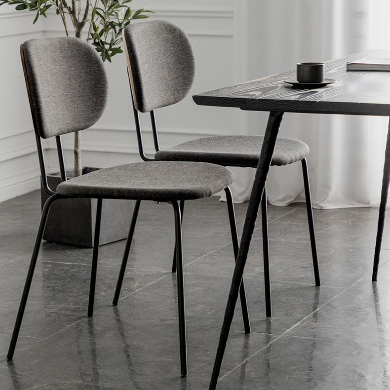 Industrial Style Linen Fabric Dining Chair Open Back Dining Side Armless Chair