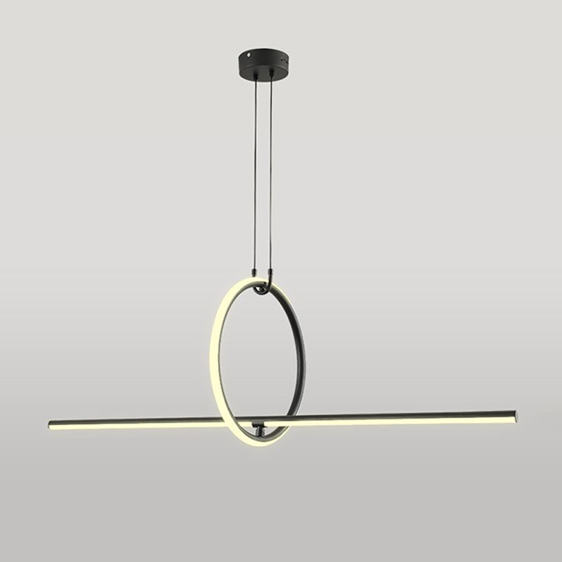 2 Lights Geometric Hanging Lighting Modern Metal Island Lighting