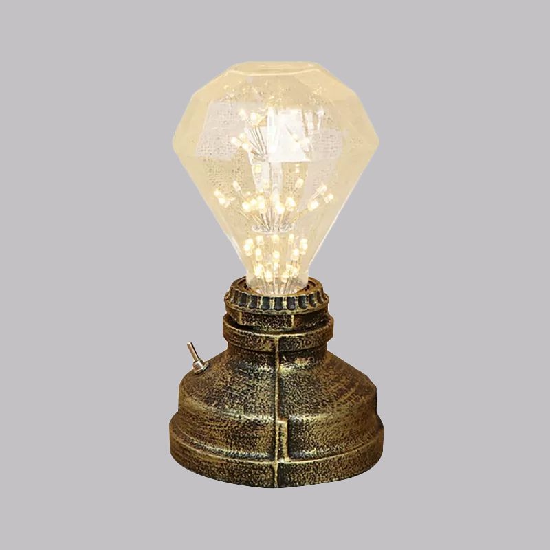 Bronze / vieilli en laiton 1 table de tête éclairage industriel fer forgé de bulbe de table debout lampe avec cordon plug-in