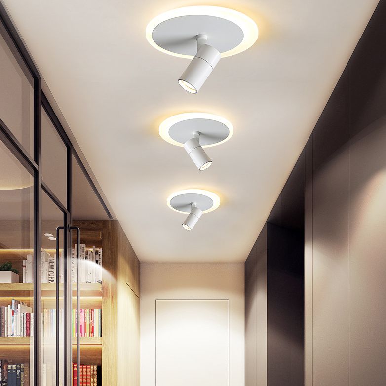 Modern 3-Light LED Flush Mount Lighting Track Light White Spotlight Round Light for Bedroom or Balcony