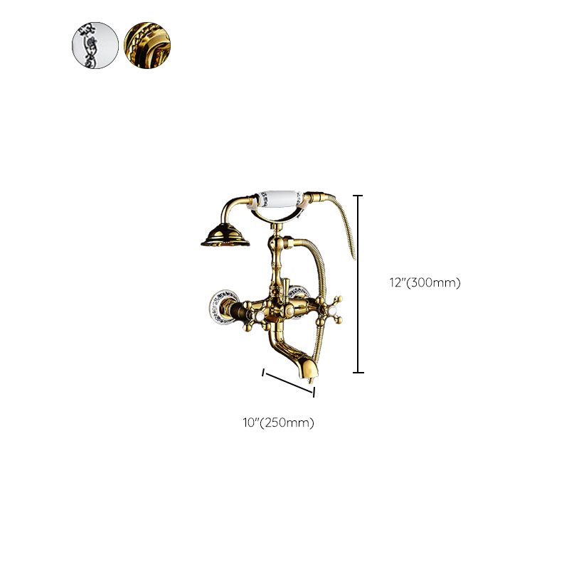 Traditional Style Tub Faucet Copper Wall-mounted Tub Faucet with Hand Shower