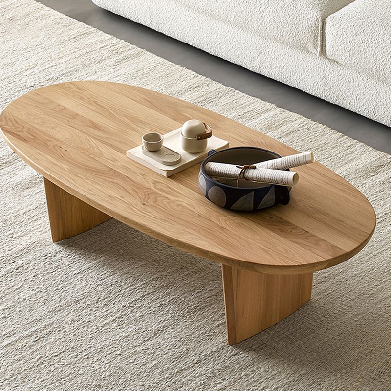 No Distressing Oval Single Coffee Table Sled Solid Wood Coffee Table