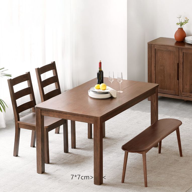 Contemporary Rectangle Dining Table Oak Solid Wood Table with 4 Legs for Kitchen Dinner Dining Room