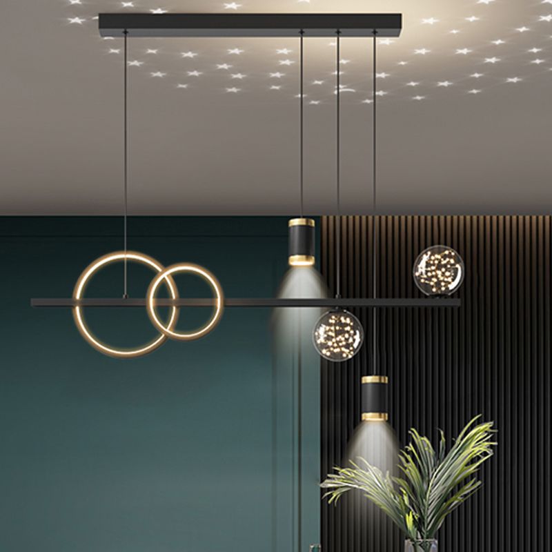 Modern Romantic Starry Island Lamp Clear Glass Dining Room LED Suspension Light