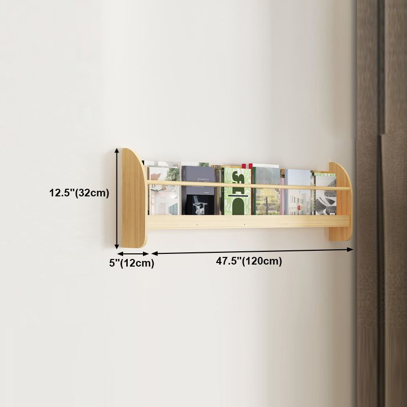Wood Floating Bookcase Contemporary Style Wall Mounted Book Shelf