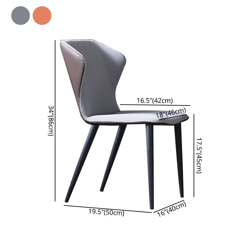 Silla lateral interior industrial Wingback Silla de comedor tapizada de metal