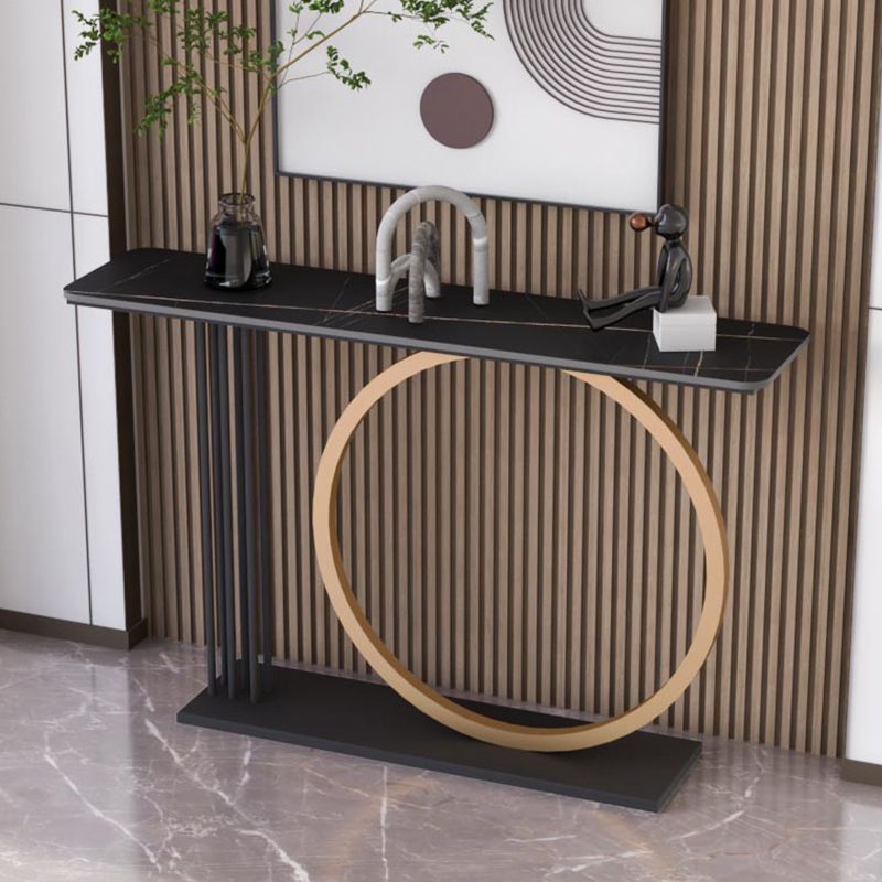 Glam Rectangle Console Sofa Table with Iron Bracket for Hall