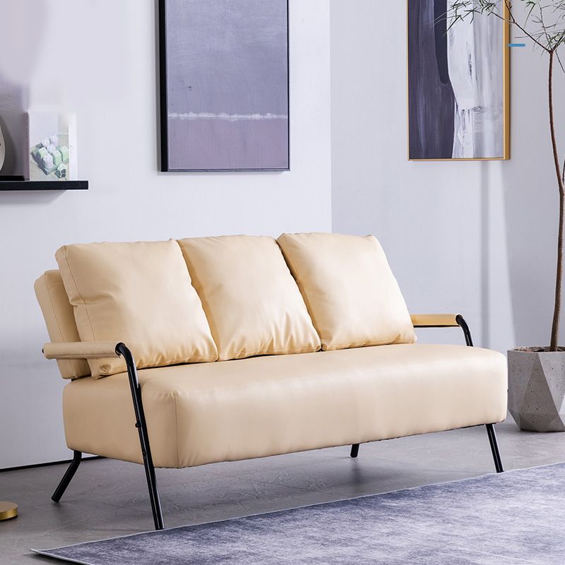 Contemporary Sofa with Bolster Pillows Metal with Four Legs Seating