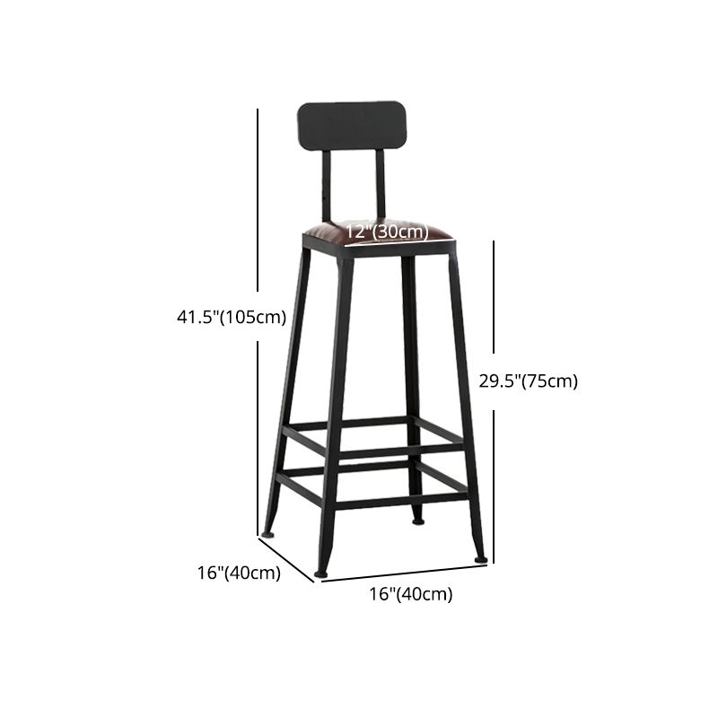 Industrial Footrest Armless Barstool Leather Stackable Coffee Shop Stool