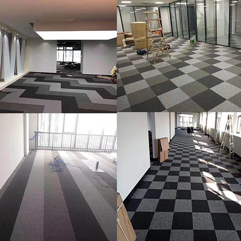 Modern Carpet Tile Non-Skid Fade Resistant Geometry Loose Lay Carpet Tiles Dining Room
