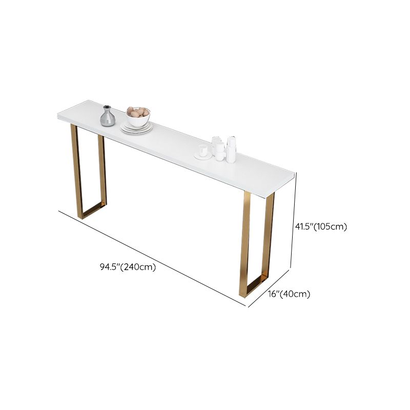 Solid Wood Counter Height Table White Top and Gold Base Bar Table