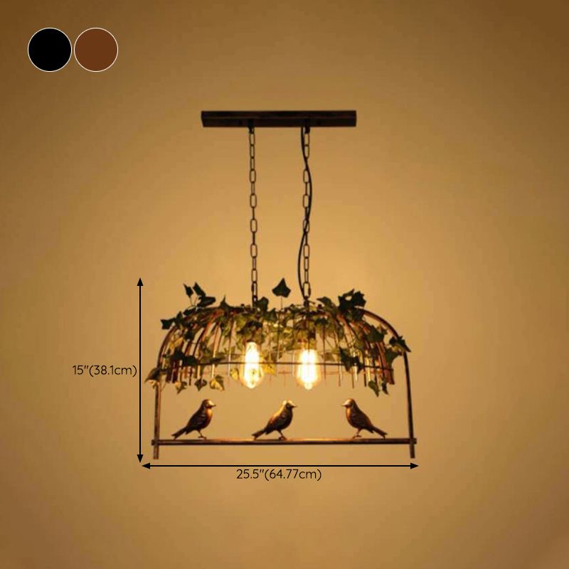 Multi - Light Iron Kitchen Island Pendant in Black / Antique Brass Ceiling Lighting