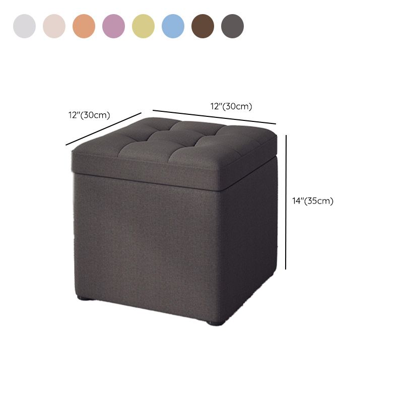 Modern Dark Grey Square Pouf Cotton Tear Resistant Pouf for Living Room