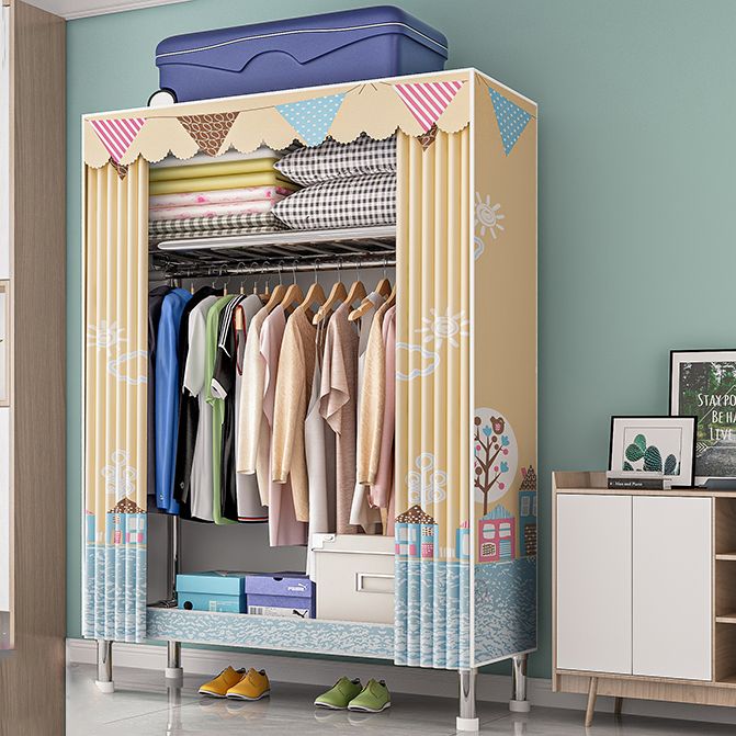 Contemporary Wardrobe Closet with Legs Steel Wardrobe Armoire